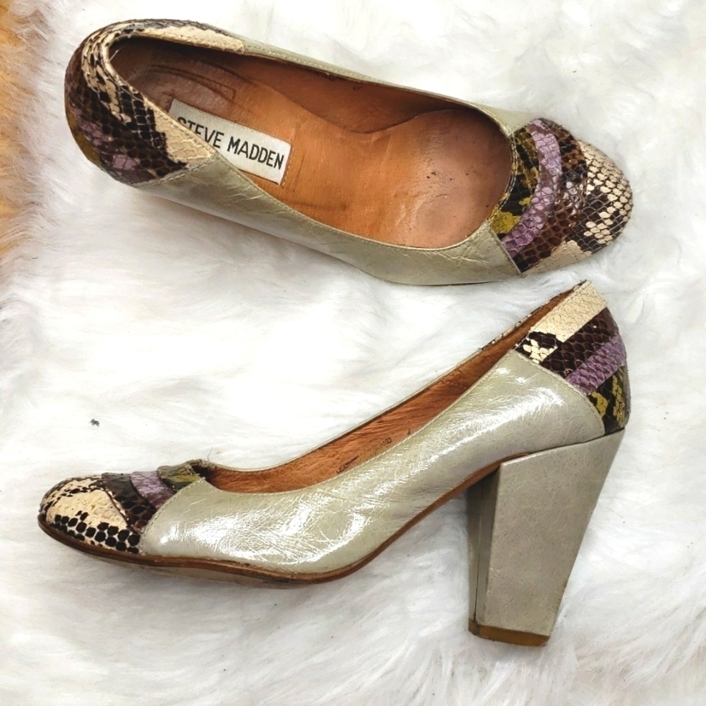 STEVE MADDEN Multi colored snake, high, Pumps, classics, leather 6